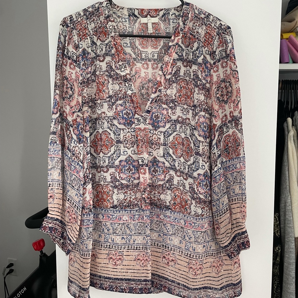Joie long sleeve patterned top